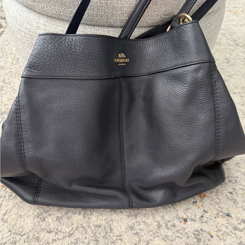 Coach Madison Pebble Leather in dark navy with gold accents